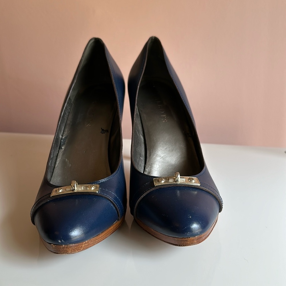 Navy leather heels